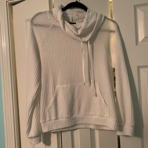 Cowl neck waffle knit top